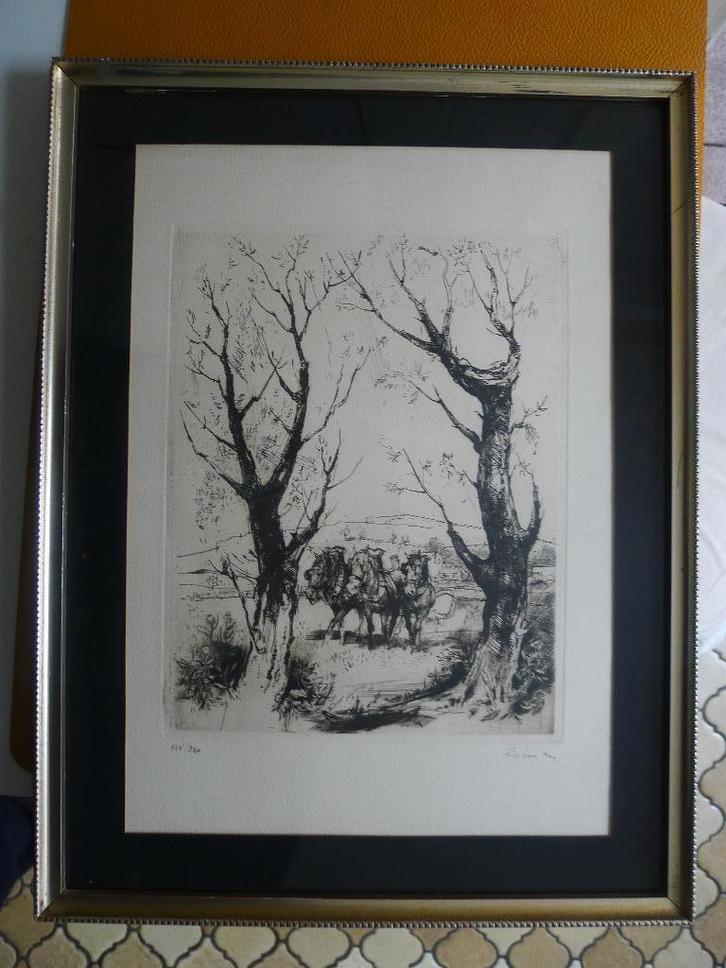 Gravure (Rare. signé:Marcel GIBON ), Antiquités & Art, Art | Eaux-fortes & Gravures, Enlèvement ou Envoi