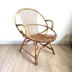 Vintage boho lounge stoel in rotan - stijl Noordwolde, Ophalen, Gebruikt, Riet of Rotan, Vintage