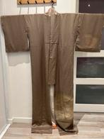 Vintage zijden kimono — Tsukesage taupe champagne, Kleding | Dames, Autre, Verzenden, Nieuw