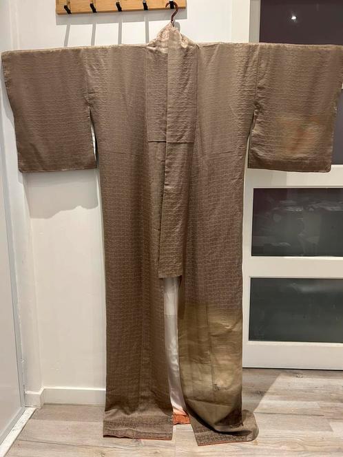 Vintage zijden kimono — Tsukesage taupe champagne, Kleding | Dames, Overige Dameskleding, Nieuw, Verzenden