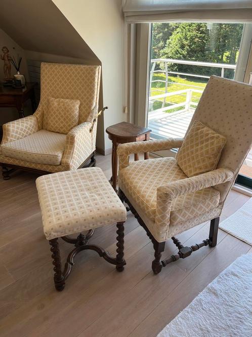 Deux fauteuils avec banquette assortie, Maison & Meubles, Fauteuils, Comme neuf, Tissus, Enlèvement