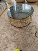 Ronde salontafel van goud en zwart glas, Huis en Inrichting, Tafels | Salontafels