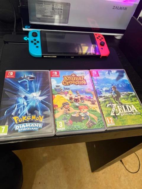 Nintendo switch + jeux et accessoires, Games en Spelcomputers, Spelcomputers | Nintendo Switch, Gebruikt, Switch Original, Met games