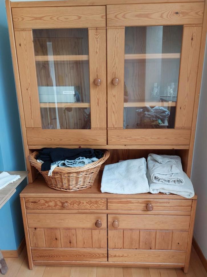 Vintage massief dennen buffetkasten - jaren '70, Huis en Inrichting, Kasten | Buffetkasten, Gebruikt, Ophalen