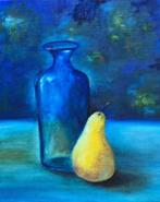 "A Blue Pear" (oil painting by Kuijken, 24x30 cm), Ophalen of Verzenden