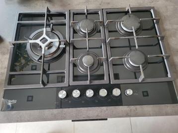 Inbouwkookplaat Beko Hill75235S, Elektronische apparatuur, Kookplaten, Ophalen, Zo goed als nieuw, Inbouw, Gas