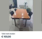 Bruine tafel met 4 zwarte stoelen, Huis en Inrichting, Tafels | Eettafels, Gebruikt, Ophalen