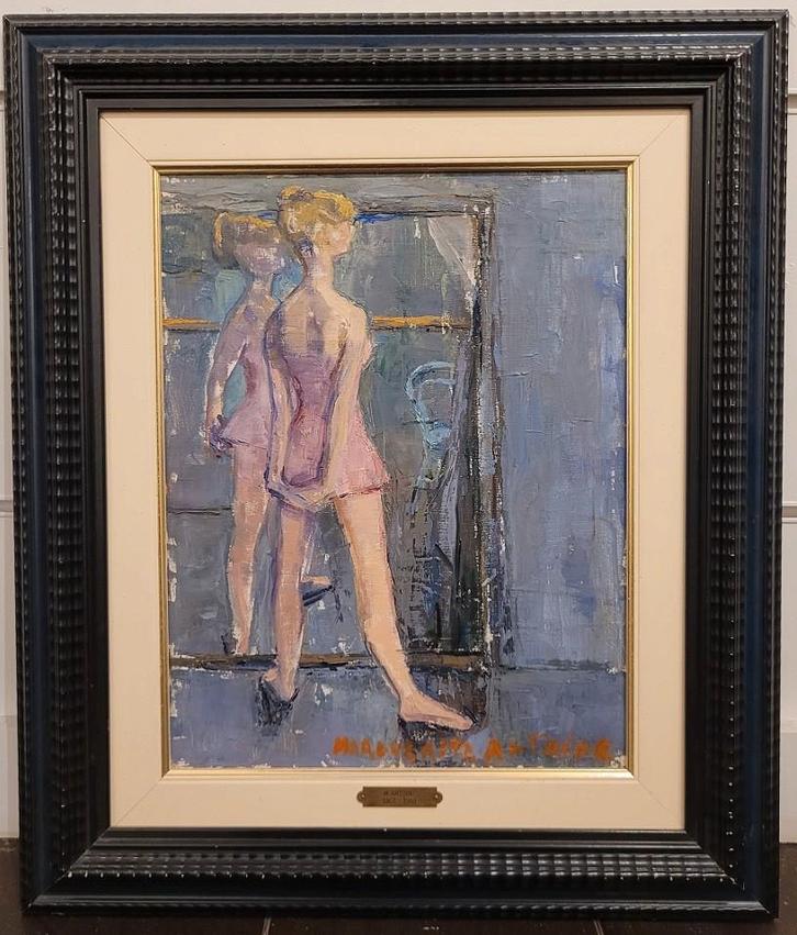 Maguerite ANTOINE, voor de spiegel, Antiek en Kunst, Kunst | Schilderijen | Klassiek, Ophalen of Verzenden