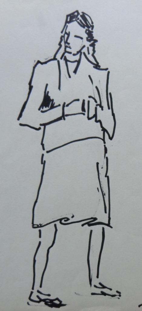 JOS JOZEF MOUS / STAANDE VROUW / ORIGINEEL WERK / 36x27cm, Antiek en Kunst, Kunst | Tekeningen en Fotografie, Ophalen of Verzenden