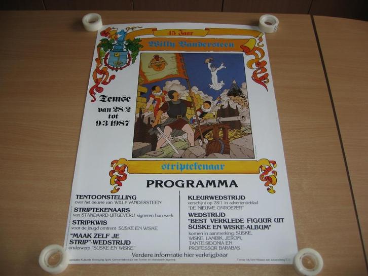 Suske & Wiske : Affiche 45 jaar Willy Vandersteen Temse 1987, Boeken, Stripverhalen, Gelezen, Eén stripboek, Ophalen of Verzenden