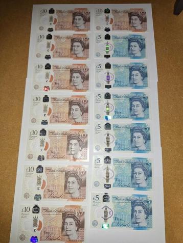 6 biljetten van £5 & 8 biljetten van £10 pounds beschikbaar voor biedingen