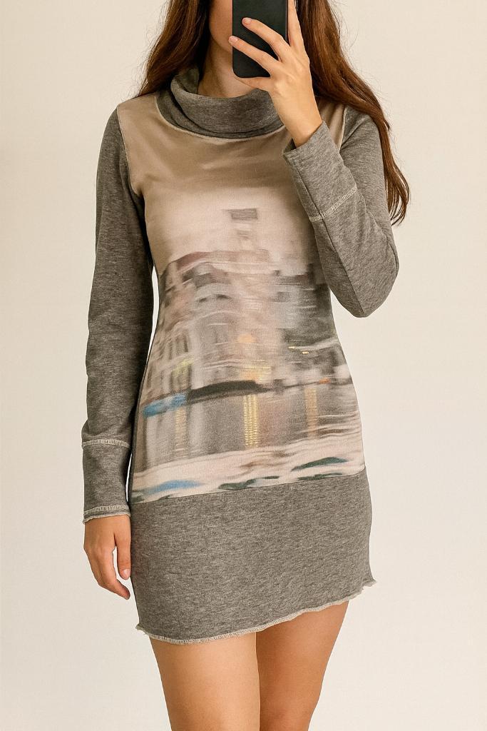 Marc Cain "Object of Love" tuniek maat N1 34/36, Kleding | Dames, Blouses en Tunieken, Zo goed als nieuw, Maat 36 (S), Grijs, Ophalen of Verzenden