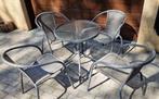 Ensemble chaises de jardin et table, Ophalen, 4 zitplaatsen, Bijzettafel, Aluminium