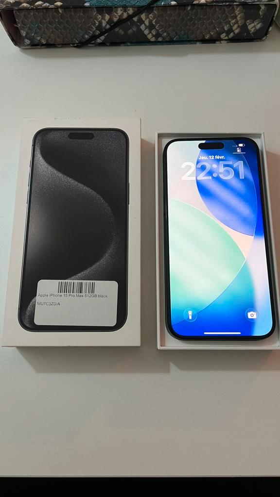 Iphone 15 pro max 512 giga, Télécoms, Téléphonie mobile | Apple iPhone, Comme neuf, 512 GB, Sans abonnement, Sans simlock, iPhone 15 Pro Max