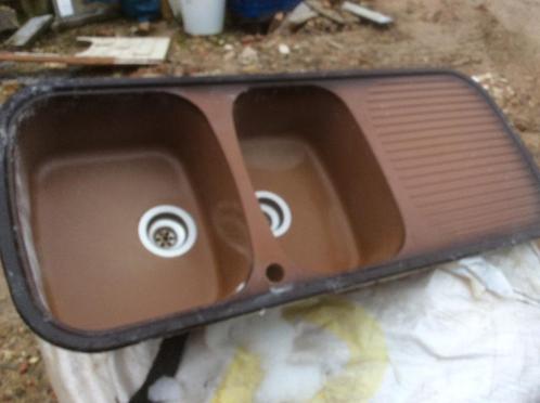 dubbele spoelbak in goede staat zie foto's, Doe-het-zelf en Bouw, Sanitair, Zo goed als nieuw, Overige typen, Ophalen