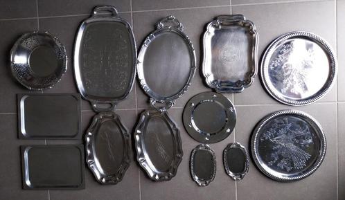 Diverse inox schotels, 13 stuks, Huis en Inrichting, Woonaccessoires | Dienbladen, Gebruikt, Metaal, Ophalen
