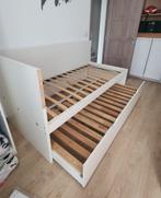 Lit double 90 cm+ un matelas, Maison & Meubles, Chambre à coucher | Lits, Enlèvement, Utilisé, Blanc, 90 cm