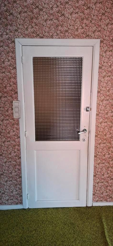 2 prachtige vintage binnendeuren met uniek structuurglas, Doe-het-zelf en Bouw, Deuren en Vliegenramen, Zo goed als nieuw, Hout