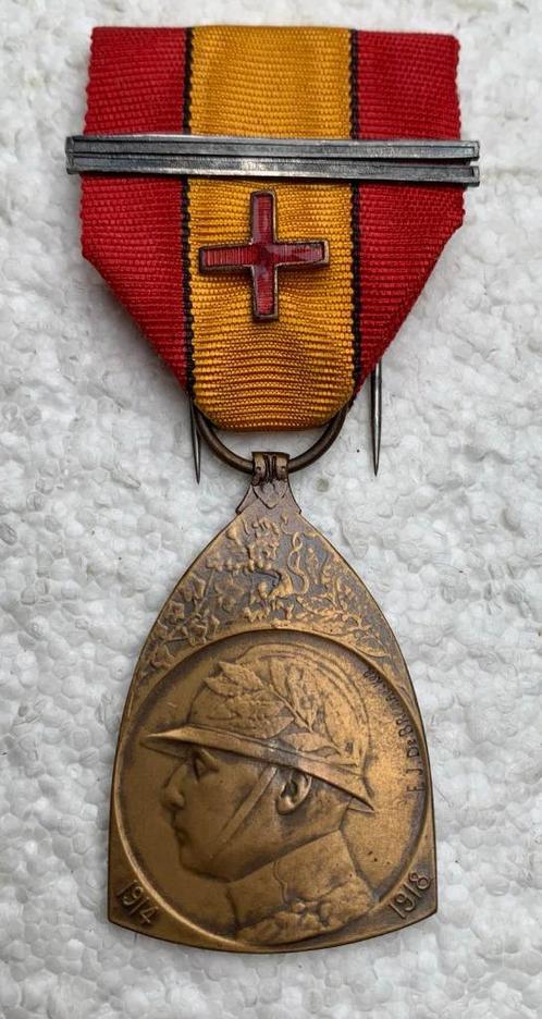 Medaille, Herinneringsmedaille WO1 MET verwond-kruis + Front, Verzamelen, Militaria | Algemeen, Landmacht, Lintje, Medaille of Wings