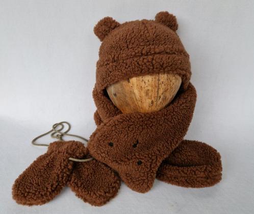 Filou and Friends muts, sjaal en wanten teddy bruin 3m-18m, Kinderen en Baby's, Babykleding | Mutsen, Sjaals en Wanten, Nieuw