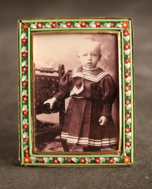 Antiek fotolijstje met micro mozaïek, Antiek en Kunst, Antiek | Woonaccessoires, Ophalen of Verzenden