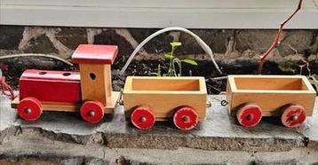 Petit train ancien en bois art déco vintage datant de 1950, Enlèvement ou Envoi