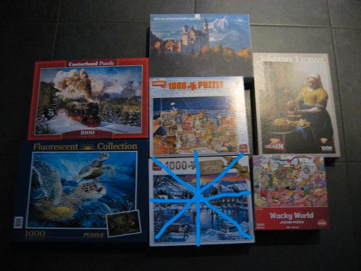 6 Verschillende Puzzels 1000 stuks Zie Foto's, Hobby en Vrije tijd, Denksport en Puzzels, Nieuw, Legpuzzel, 500 t/m 1500 stukjes