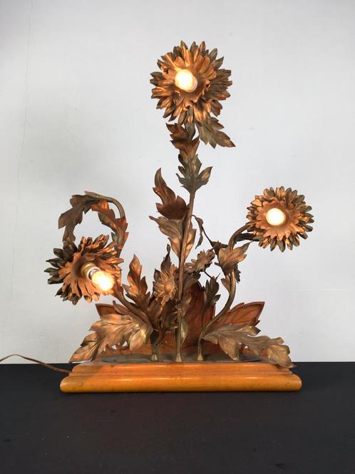 Prachtige antieke Bloemenlamp / staanlamp met 3 lichtpunten, Antiek en Kunst, Antiek | Verlichting, Ophalen of Verzenden