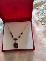 Vintage Bohemians ketting collier met echte granaten., Antiek en Kunst, Ophalen of Verzenden, Goud