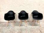3x Eames-stijl DAW stoelen  – zwart met kussens, Huis en Inrichting, Stoelen, Ophalen of Verzenden, Zo goed als nieuw, Zwart