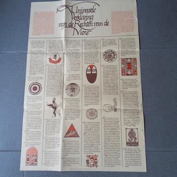 Vintage poster Mensenrechten. 90 x 60 cm. beschikbaar voor biedingen