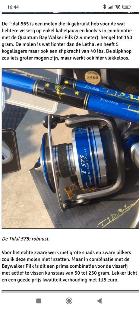 Nieuwe Fin nor Tidal zeemolens. Super sterk !!!!, Watersport en Boten, Hengelsport | Zeevissen, Zo goed als nieuw, Ophalen of Verzenden