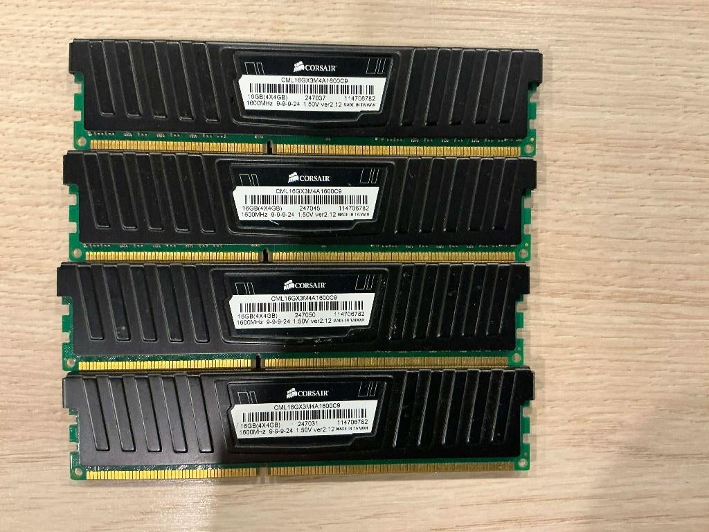 Corsair DDR3 16GB (4x4GB) 1600MHz te koop, Computers en Software, RAM geheugen, Ophalen of Verzenden, Gebruikt, DDR3