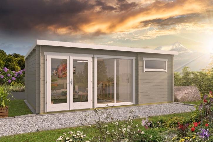 Blokhut - Tuinhuis Flow 2.0 | 40 mm | vuren onbehandeld, Hobby en Vrije tijd, Overige Hobby en Vrije tijd, Nieuw, Verzenden