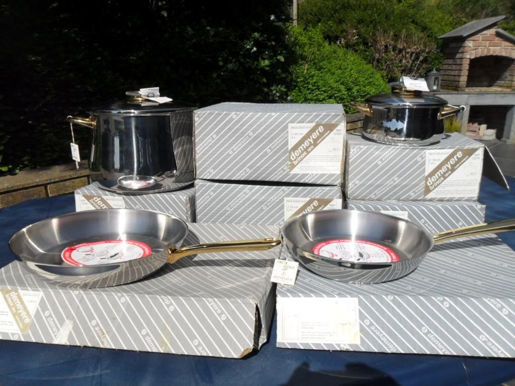 Casseroles de Cuisine DEMEYERE Inca Gold 24 KT - 8 pièces, Maison & Meubles, Cuisine | Casseroles & Poêles, Enlèvement, Neuf, Inox