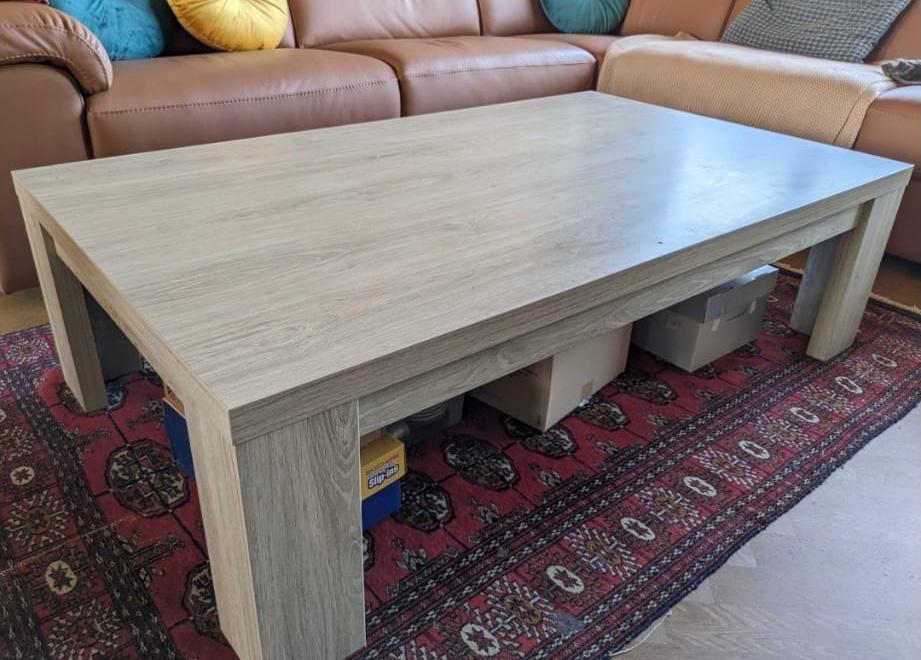 Stevige salontafel lichtgrijze eik, Ophalen, Zo goed als nieuw