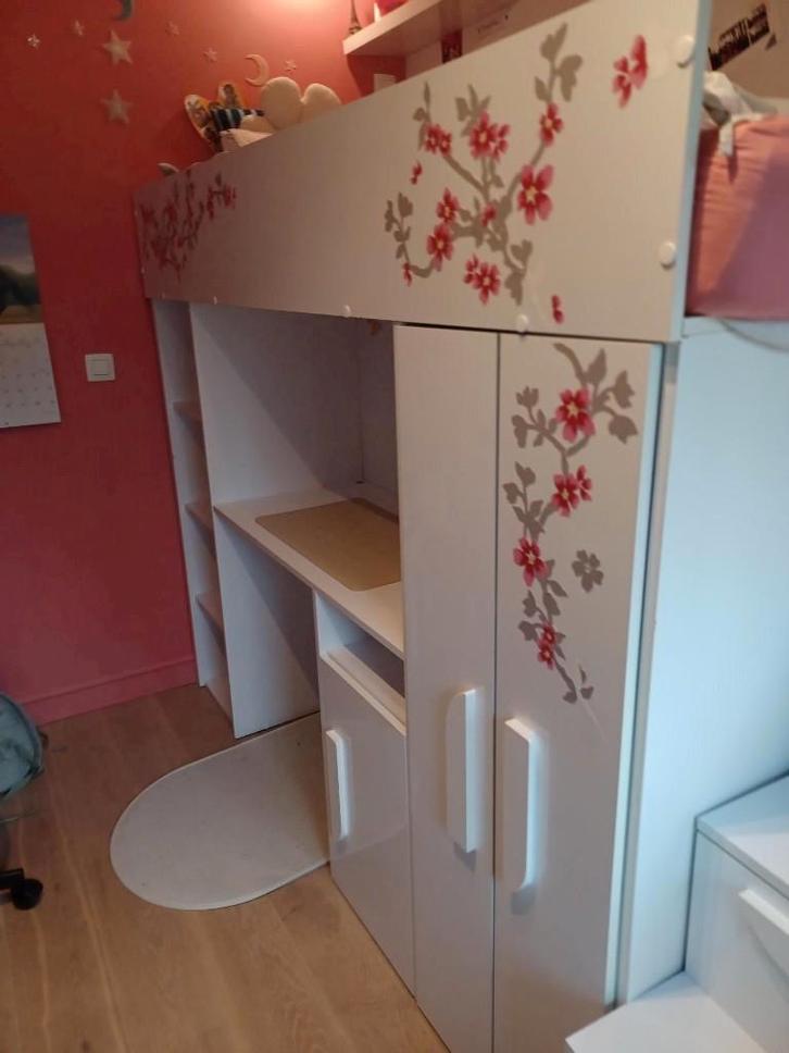 Mezzaninebed+kast+bureau, Kinderen en Baby's, Kinderkamer | Stapelbedden en Hoogslapers, Gebruikt, Hoogslaper, Ophalen