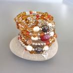 Bracelet orange et jaune multi rangs avec cornalines, agates, Neuf, Enlèvement ou Envoi, Acier, Avec pierre précieuse