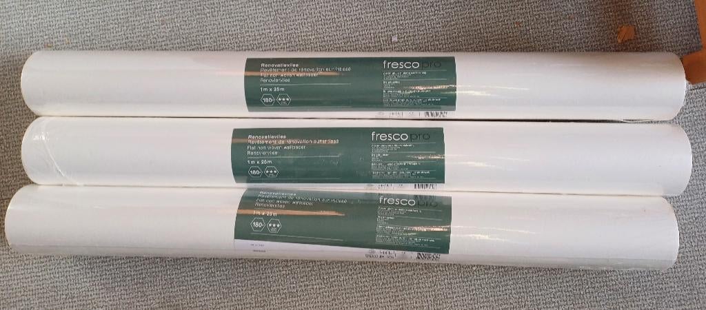 3 rollen Vliesbehang behangpapier  (nieuw in verpakking), Enlèvement, 25 à 50 m², Blanc