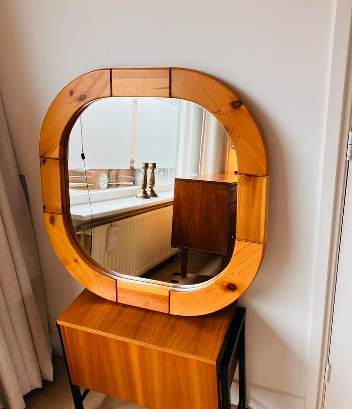 Vintage IKEA Finja spiegel met een massief grenen lijst., Maison & Meubles, Accessoires pour la Maison | Miroirs, Comme neuf, 75 à 100 cm