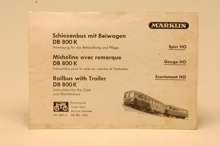 Manuel du bus ferroviaire DB 800 K, Hobby & Loisirs créatifs, Trains miniatures | HO, Utilisé, Livre, Revue ou Catalogue, Märklin