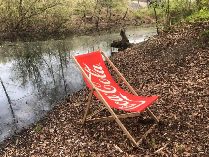 Strand stoel van het merk Coca Cola, Verzamelen, Merken en Reclamevoorwerpen, Zo goed als nieuw, Gebruiksvoorwerp, Ophalen