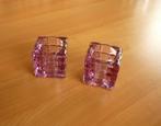 Set van 2 Paars roze glazen vierkante theelichtjeshouder, Enlèvement ou Envoi