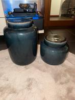 2 Zeer mooie blauwe dekselvazen, Ophalen, Zo goed als nieuw