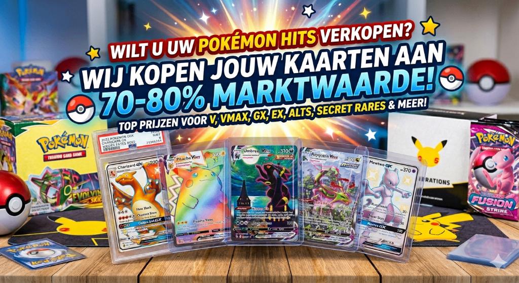 Wij kopen jouw pokemonhitjes op aan 75/80% marktwaarde!, Hobby & Loisirs créatifs, Jeux de cartes à collectionner | Pokémon, Enlèvement