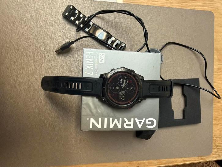 Garmin fenix 7 solar, Handtassen en Accessoires, Smartwatches, Zo goed als nieuw, Zwart, Afstand, Calorieverbanding, Conditie