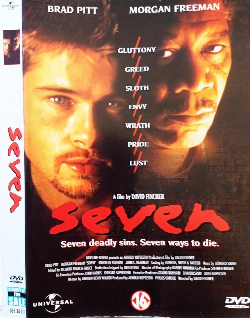 dvd SEVEN  BRAD PITT  MORGAN FREEMAN ..., Ophalen of Verzenden, Zo goed als nieuw