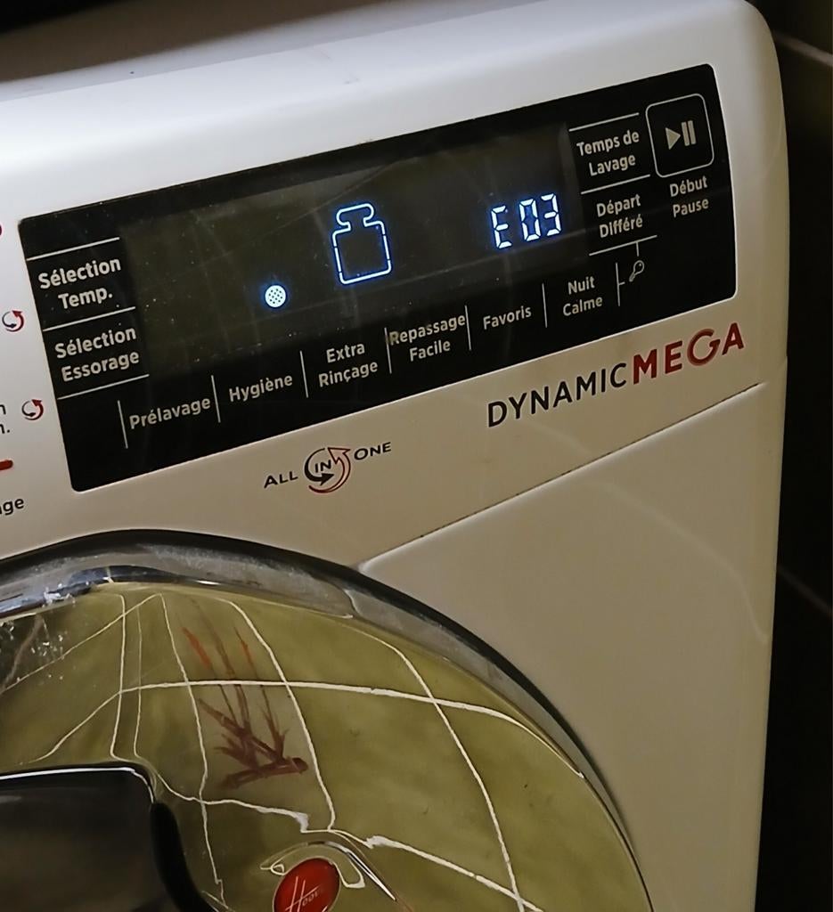 Lave linge hoover dynamic panne pompe vidange code erreur 03, Electroménager, Lave-linges séchants, Enlèvement