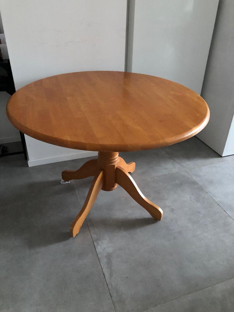 Ronde Tafel in hout, Huis en Inrichting, Tafels | Eettafels, Ophalen, Gebruikt, Rond, Vier personen