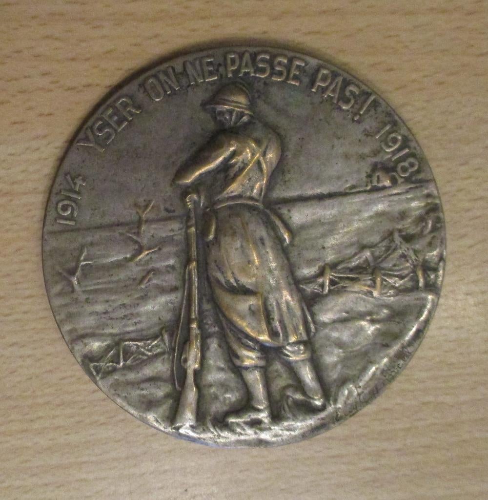 Médaille hybride de la carte du feu 1914 - 1918 en argent, Enlèvement ou Envoi, Armée de terre, Ruban, Médaille ou Ailes